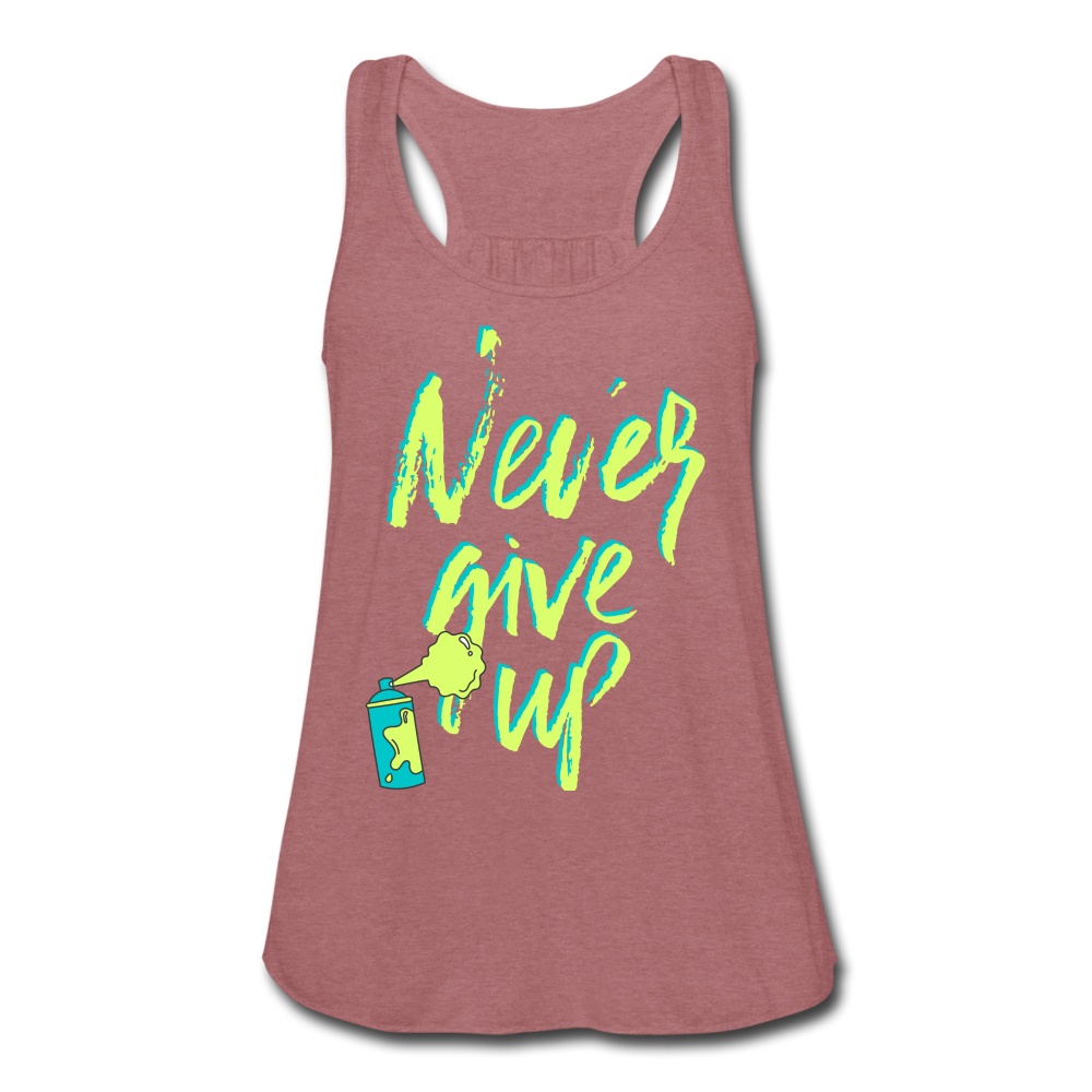 NEVER GIVE UP Flowy Tank Top (Adult) - mauve
