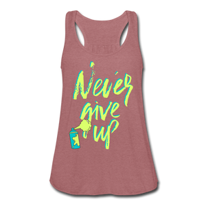 NEVER GIVE UP Flowy Tank Top (Adult) - mauve