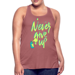 NEVER GIVE UP Flowy Tank Top (Adult) - mauve