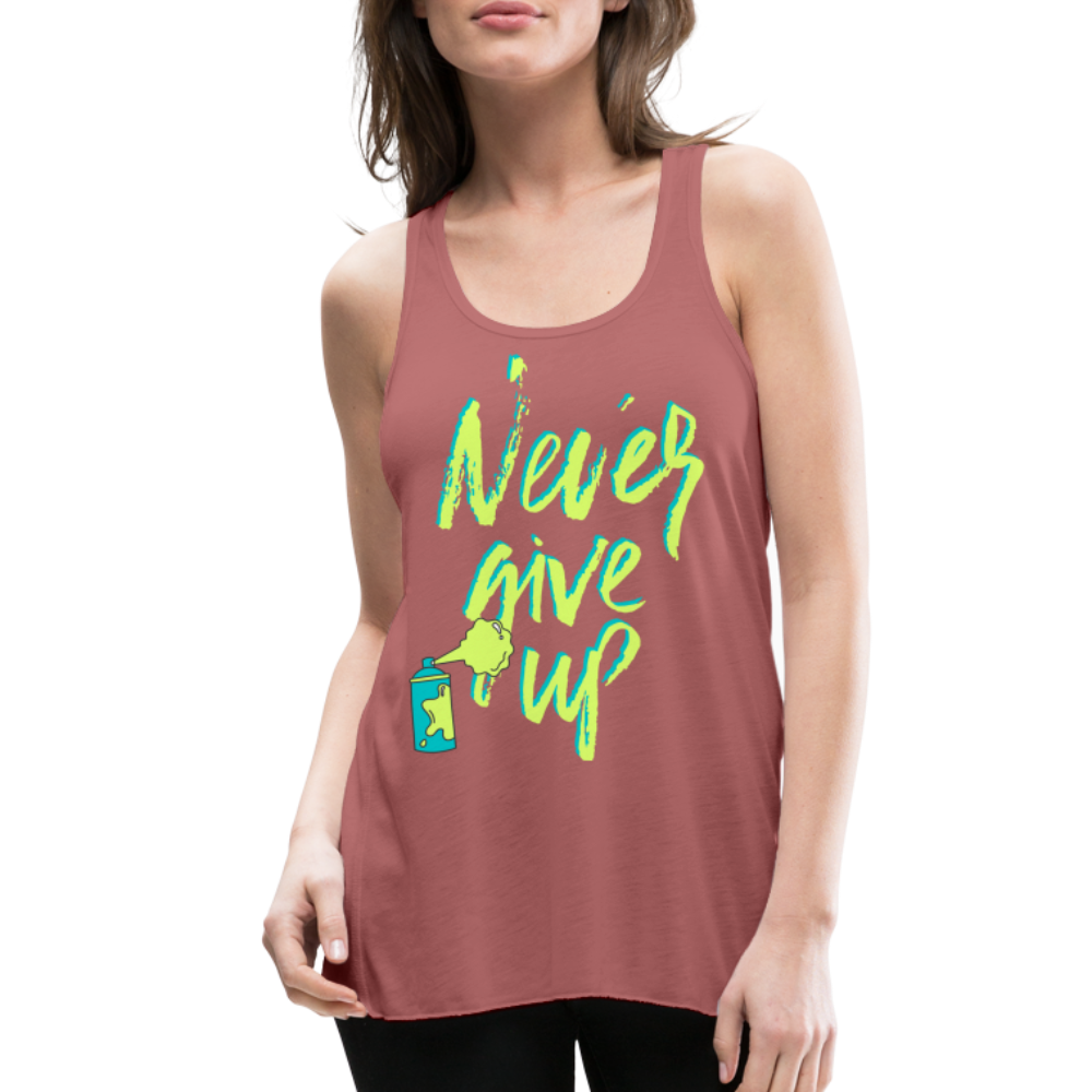 NEVER GIVE UP Flowy Tank Top (Adult) - mauve