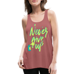 NEVER GIVE UP Flowy Tank Top (Adult) - mauve