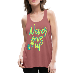 NEVER GIVE UP Flowy Tank Top (Adult) - mauve