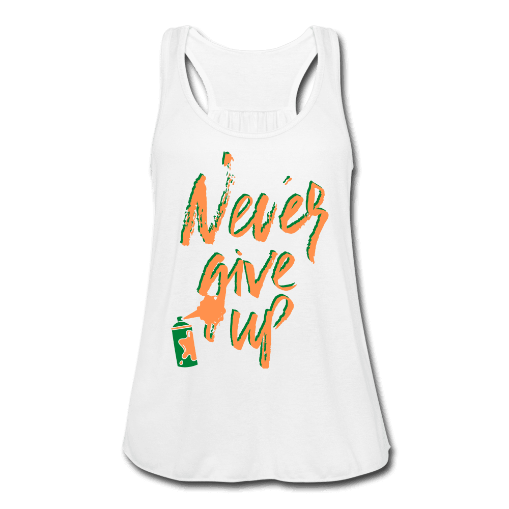 NEVER GIVE UP Flowy Tank Top (Adult) - white