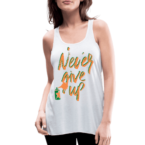 NEVER GIVE UP Flowy Tank Top (Adult) - white