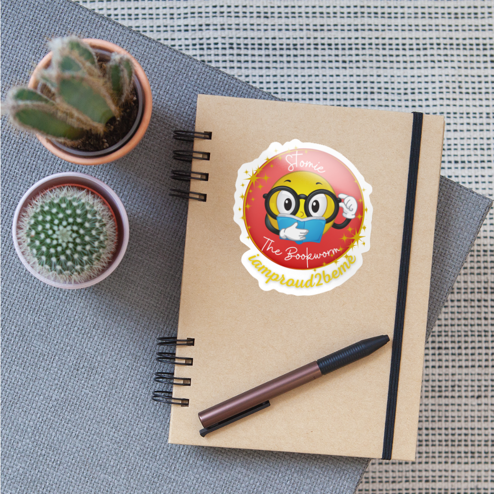 STOMIE THE BOOKWORM Sticker - white glossy