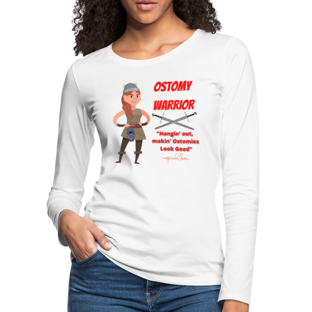 OSTOMY WARRIOR Premium Long Sleeve T-Shirt (gals) - white