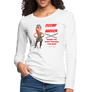 OSTOMY WARRIOR Premium Long Sleeve T-Shirt (gals) - white