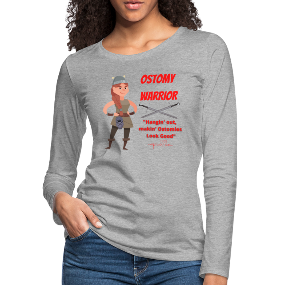 OSTOMY WARRIOR Premium Long Sleeve T-Shirt (gals) - heather gray