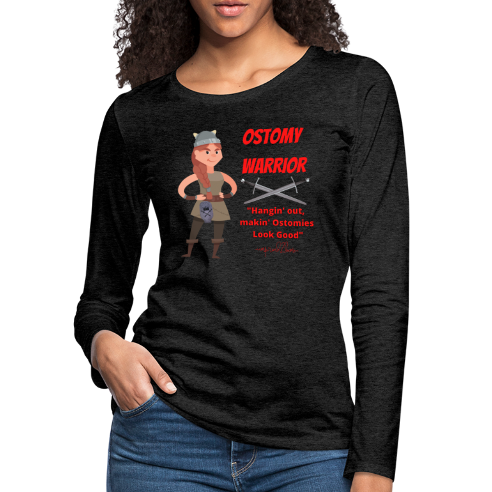 OSTOMY WARRIOR Premium Long Sleeve T-Shirt (gals) - charcoal grey