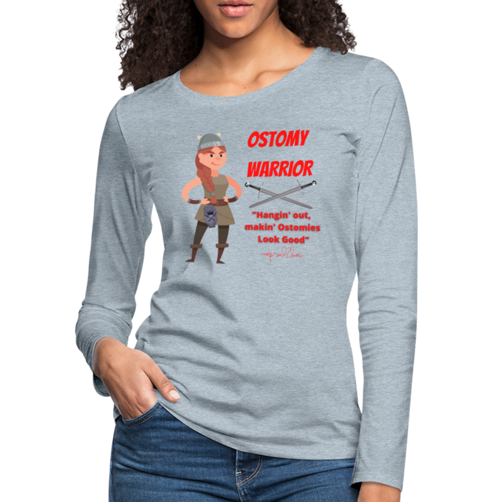 OSTOMY WARRIOR Premium Long Sleeve T-Shirt (gals) - heather ice blue