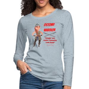 OSTOMY WARRIOR Premium Long Sleeve T-Shirt (gals) - heather ice blue
