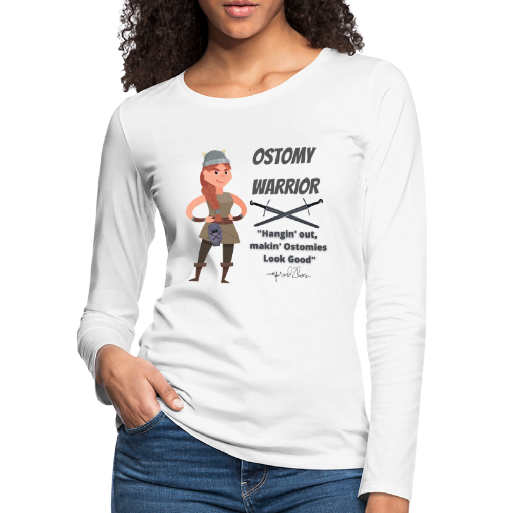 OSTOMY WARRIOR Premium Long Sleeve T-Shirt (gals) - white