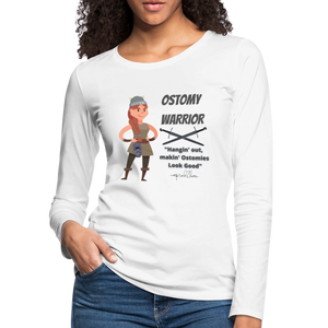 OSTOMY WARRIOR Premium Long Sleeve T-Shirt (gals) - white