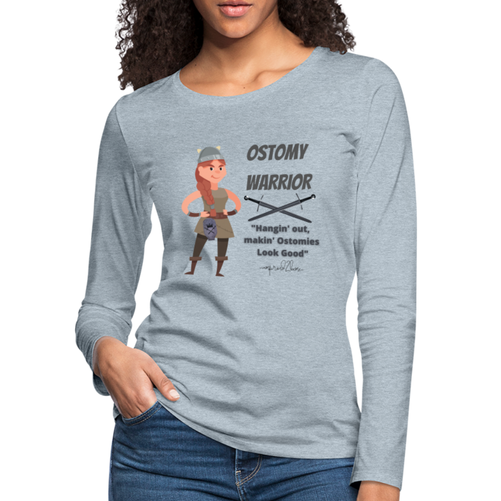 OSTOMY WARRIOR Premium Long Sleeve T-Shirt (gals) - heather ice blue