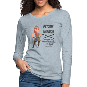 OSTOMY WARRIOR Premium Long Sleeve T-Shirt (gals) - heather ice blue