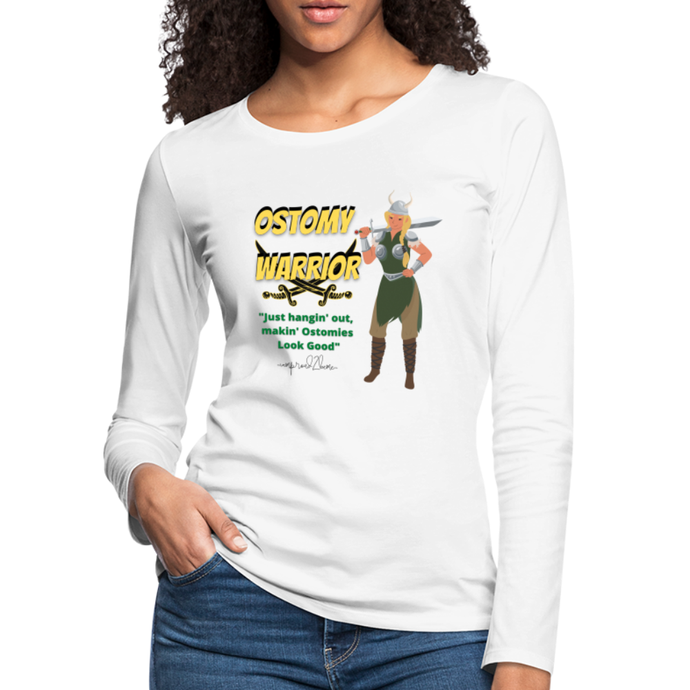 OSTOMY WARRIOR Premium Long Sleeve T-Shirt (gals) - white