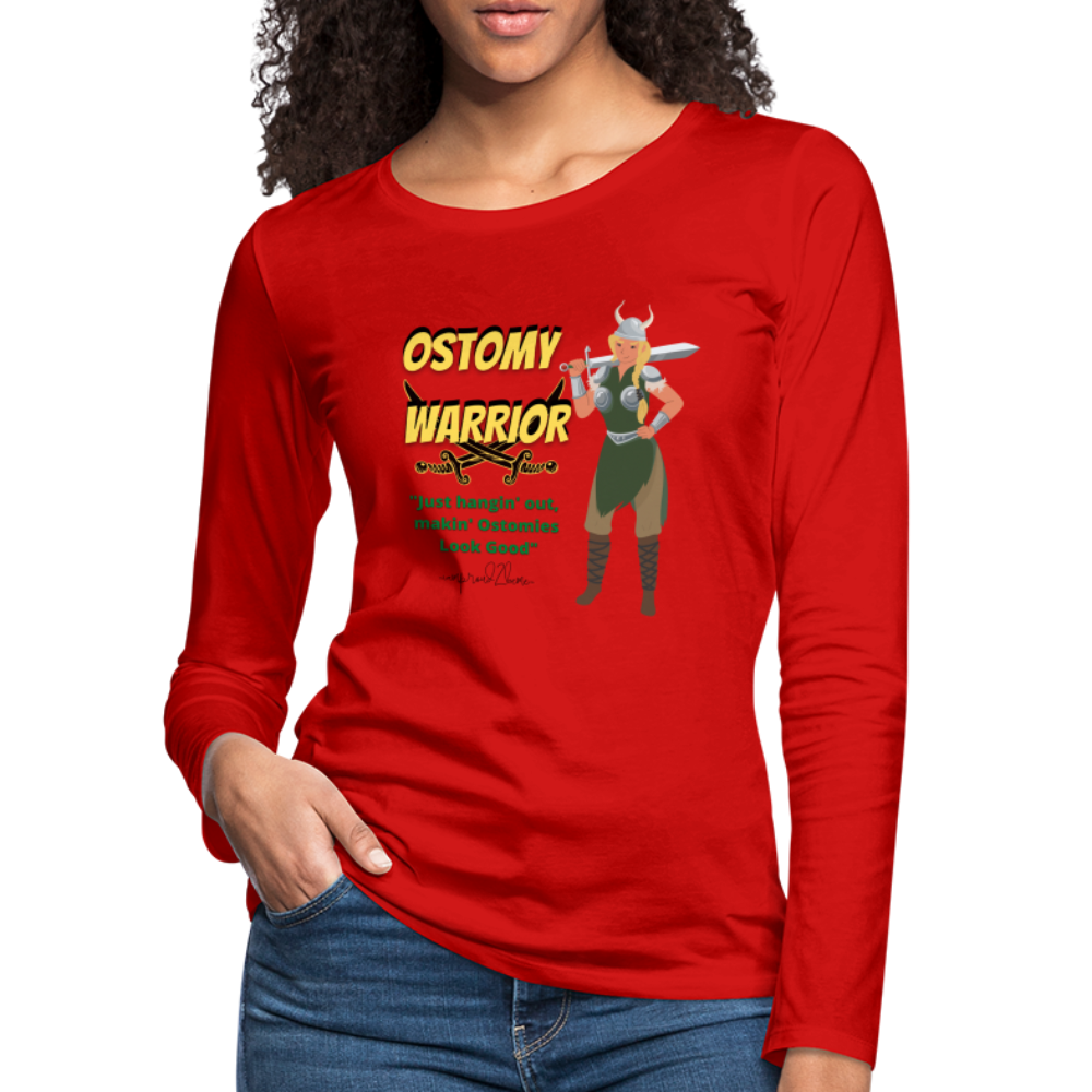 OSTOMY WARRIOR Premium Long Sleeve T-Shirt (gals) - red