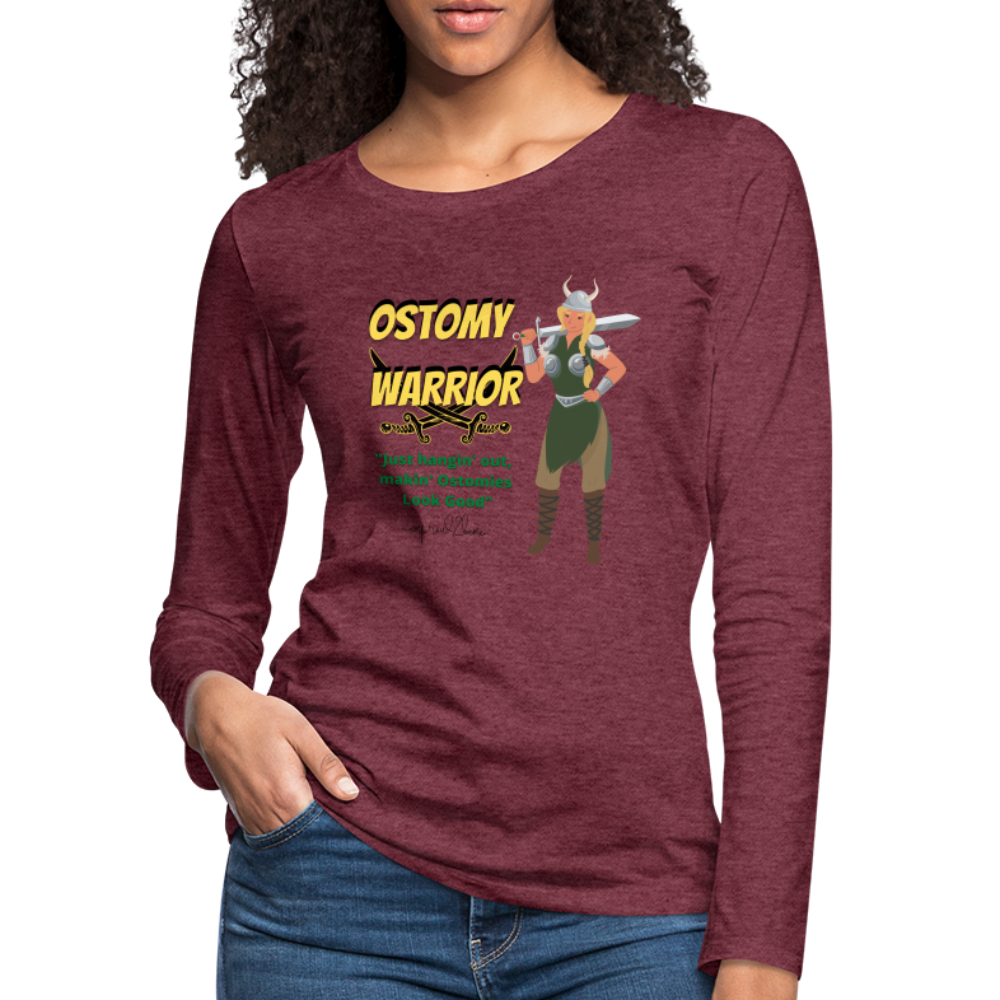 OSTOMY WARRIOR Premium Long Sleeve T-Shirt (gals) - heather burgundy