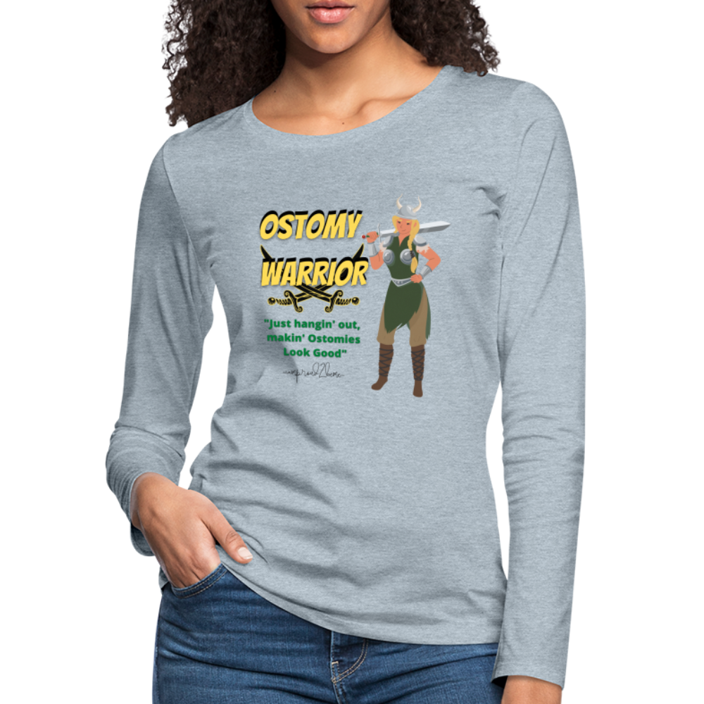 OSTOMY WARRIOR Premium Long Sleeve T-Shirt (gals) - heather ice blue