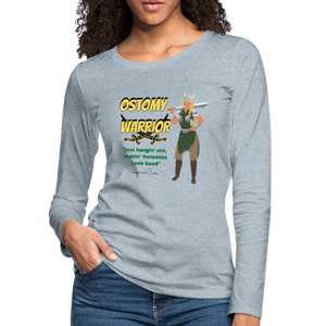 OSTOMY WARRIOR Premium Long Sleeve T-Shirt (gals) - heather ice blue