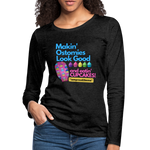 MAKIN' OSTOMIES LOOK GOOD CUPCAKES Premium Long Sleeve T-Shirt (gals) - charcoal grey