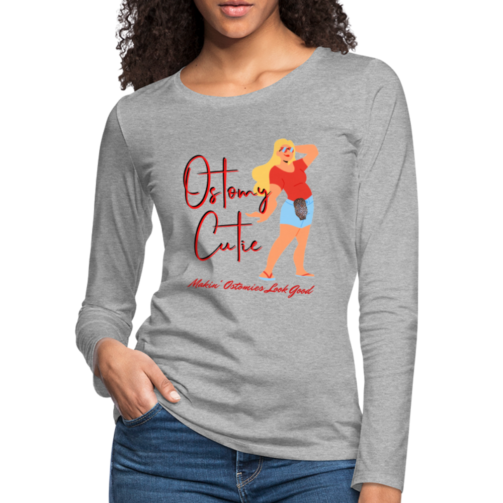 OSTOMY CUTIE Premium Long Sleeve T-Shirt (gals) - heather gray