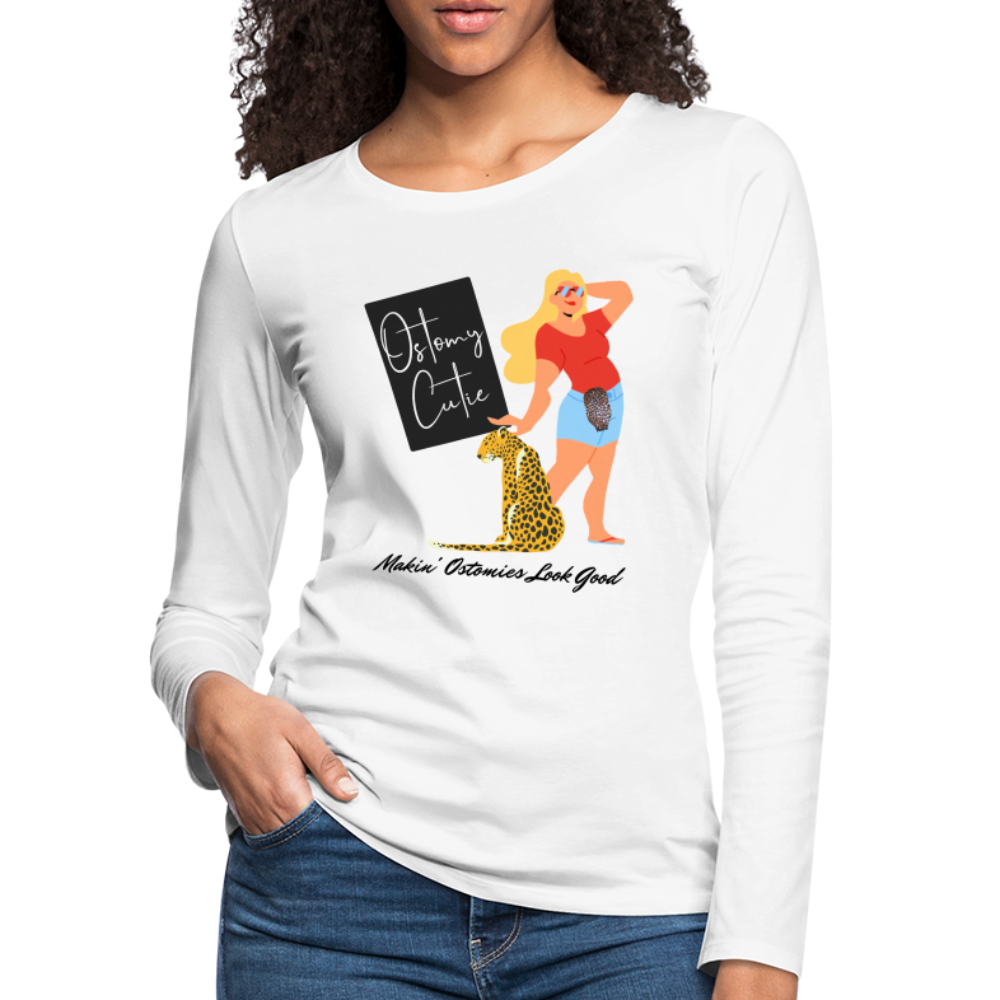 OSTOMY CUTIE Premium Long Sleeve T-Shirt (gals) - white