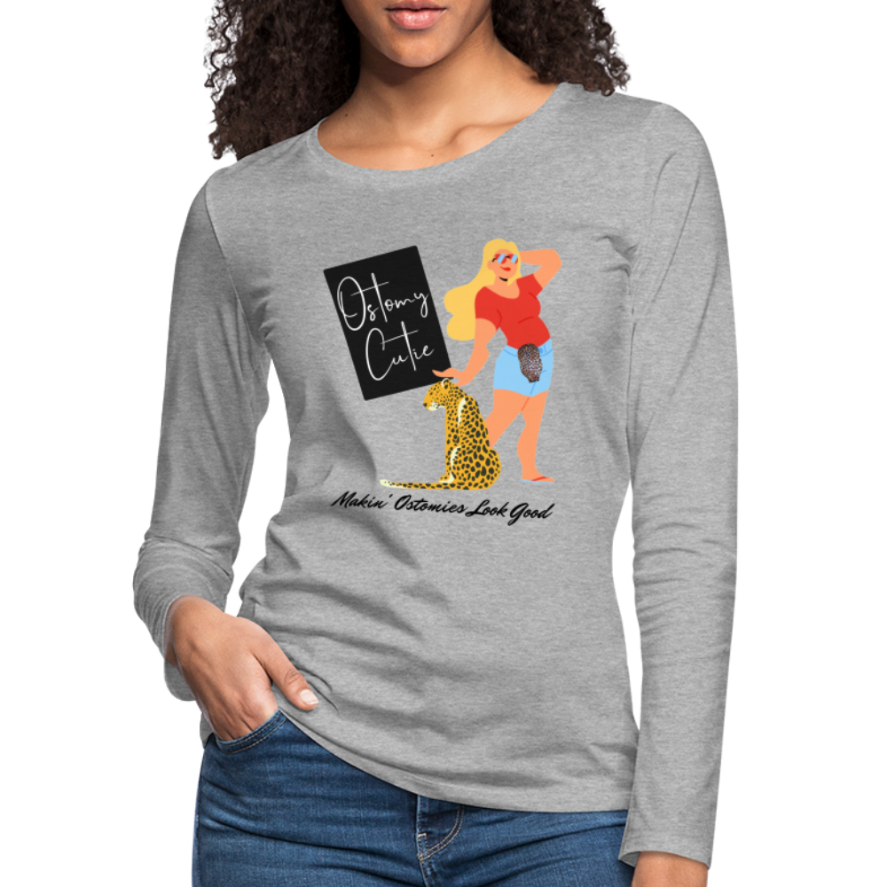 OSTOMY CUTIE Premium Long Sleeve T-Shirt (gals) - heather gray