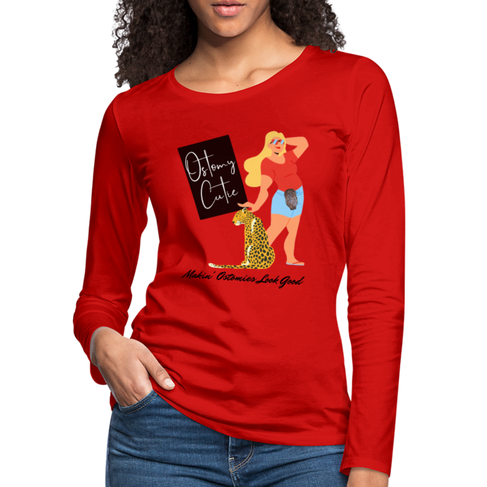 OSTOMY CUTIE Premium Long Sleeve T-Shirt (gals) - red
