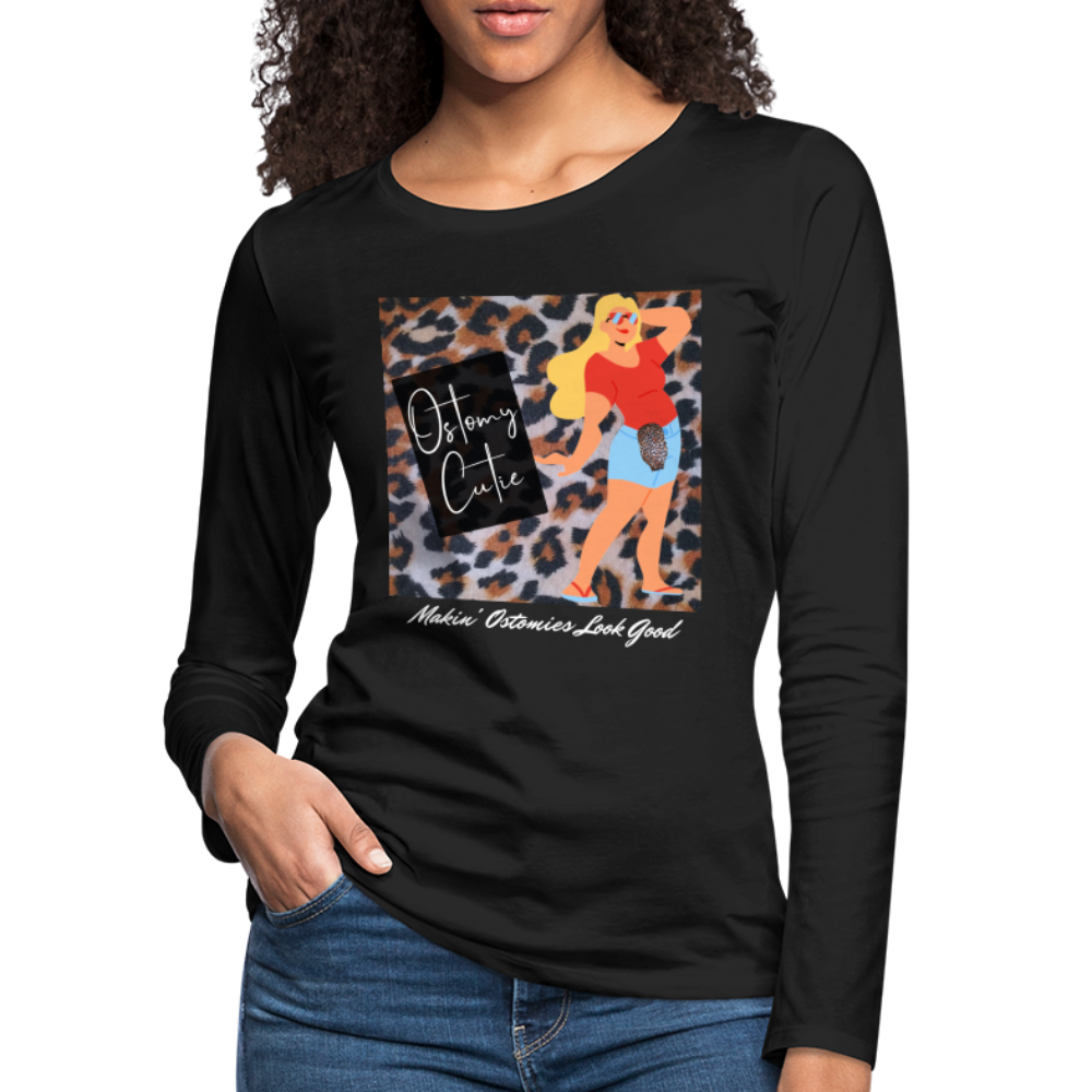 OSTOMY CUTIE Premium Long Sleeve T-Shirt (gals) - black