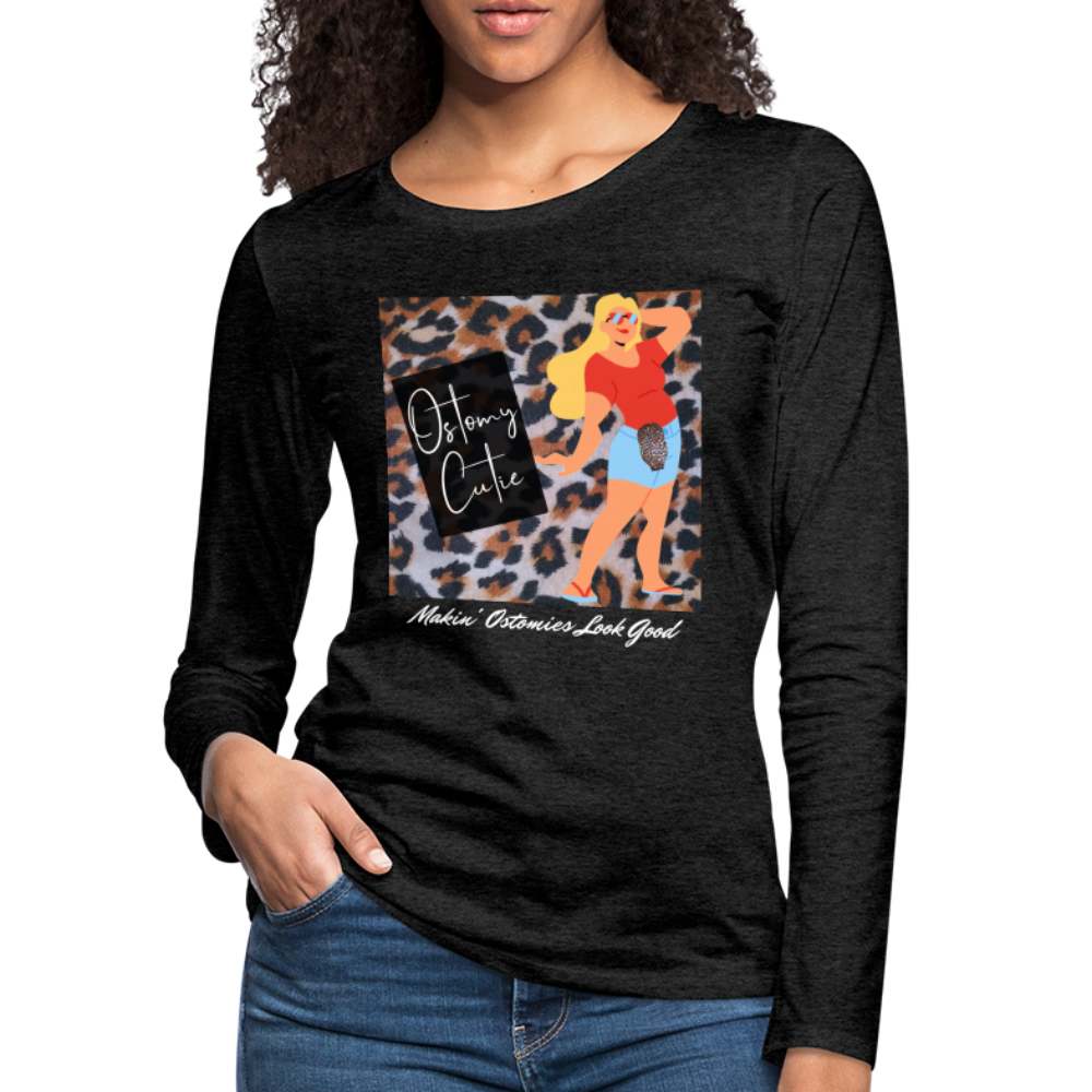 OSTOMY CUTIE Premium Long Sleeve T-Shirt (gals) - charcoal grey