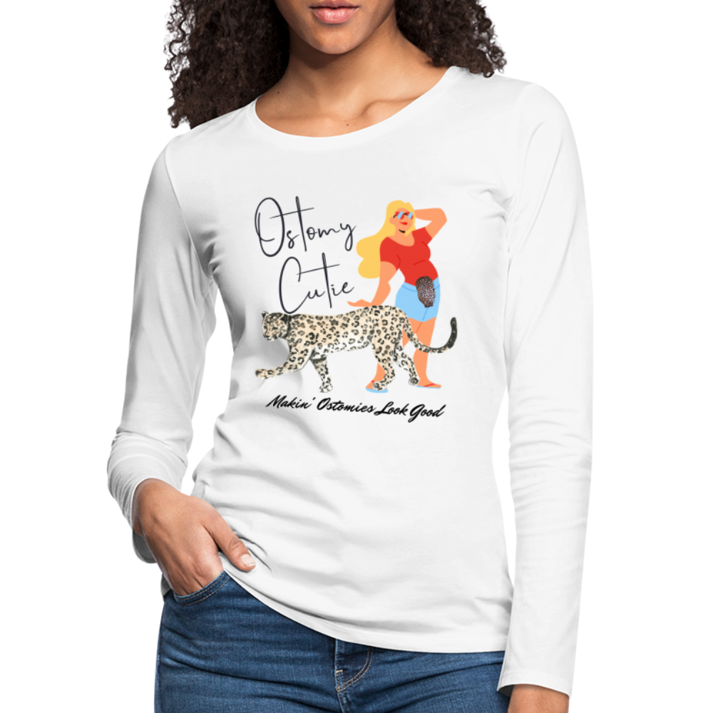 OSTOMY CUTIE Premium Long Sleeve T-Shirt (gals) - white