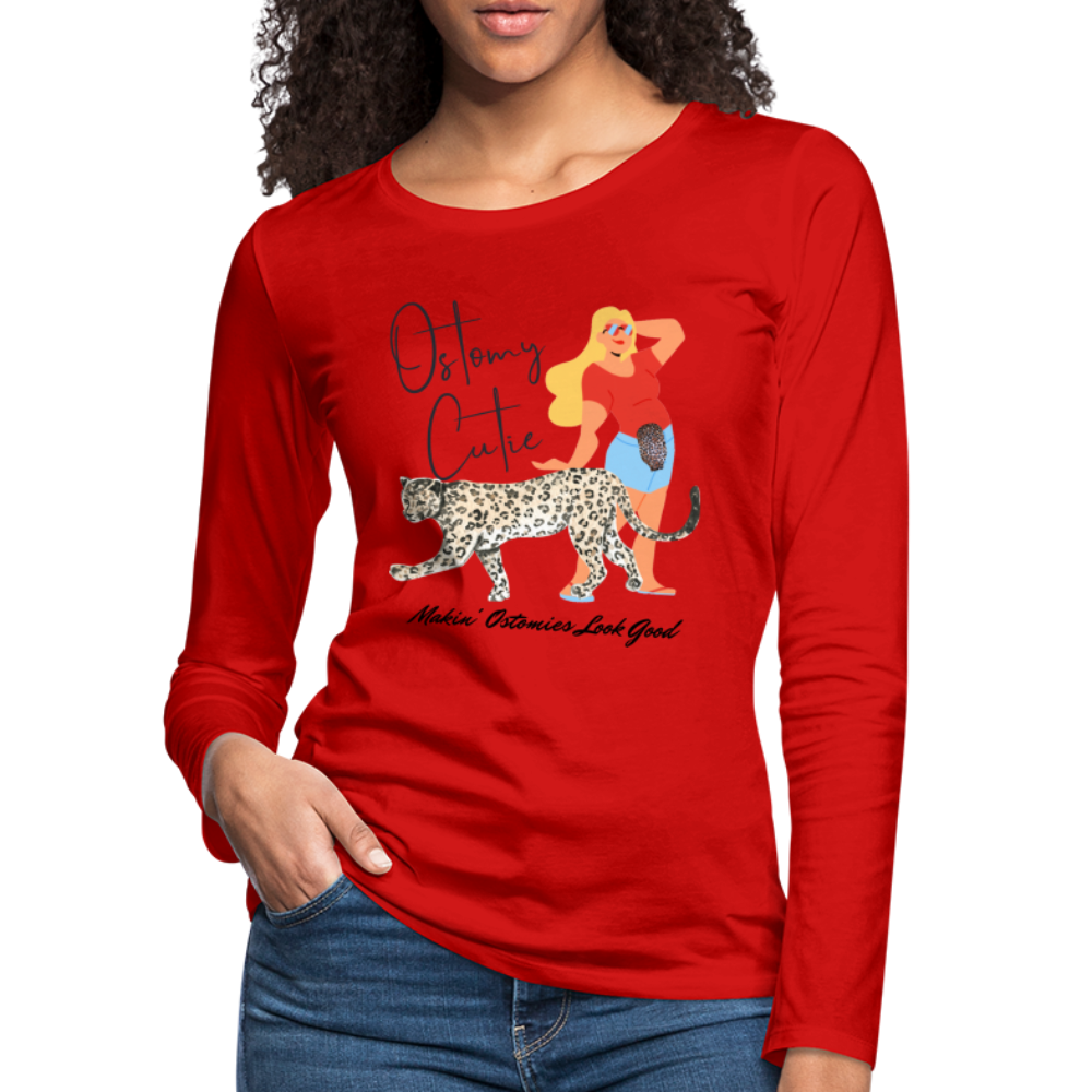 OSTOMY CUTIE Premium Long Sleeve T-Shirt (gals) - red
