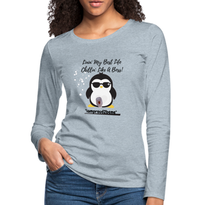 LIKE A BOSS PENGUIN  Premium Long Sleeve T-Shirt (gals) - heather ice blue