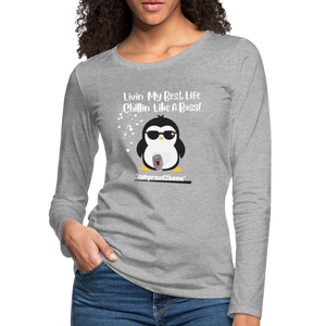 LIKE A BOSS PENGUIN Premium Long Sleeve T-Shirt (gals) - heather gray