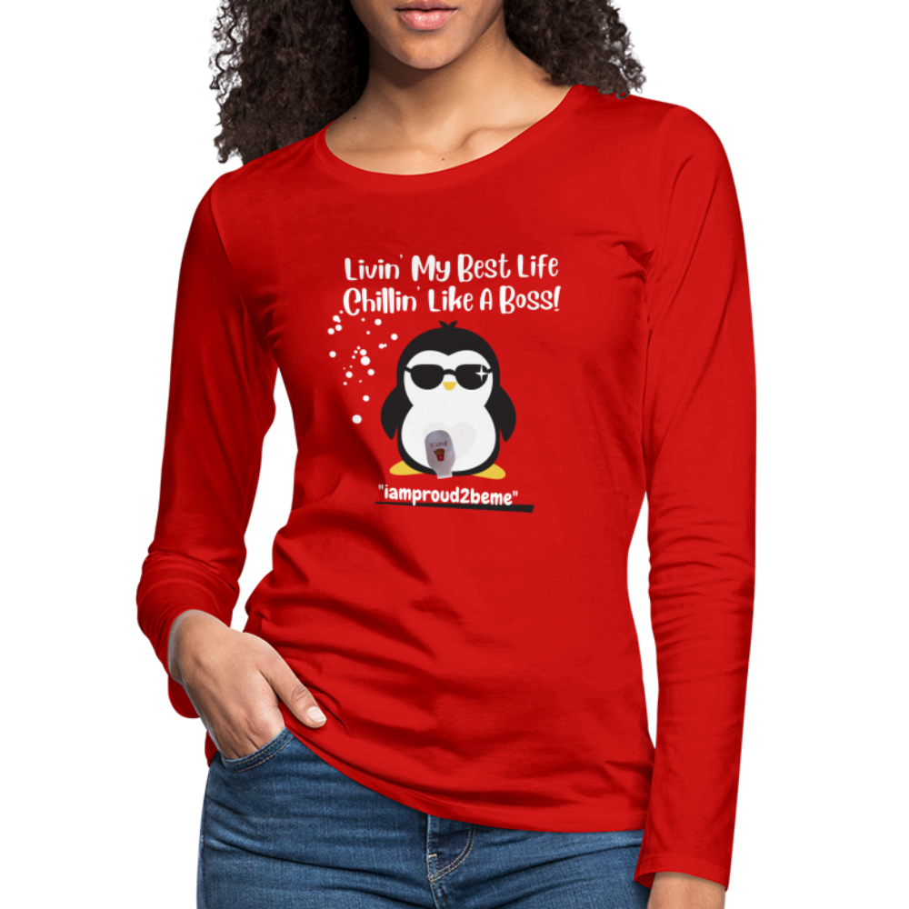 LIKE A BOSS PENGUIN Premium Long Sleeve T-Shirt (gals) - red